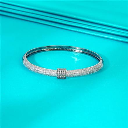 Cz Openable Kada With Black 2 Tone Rhodium Plating