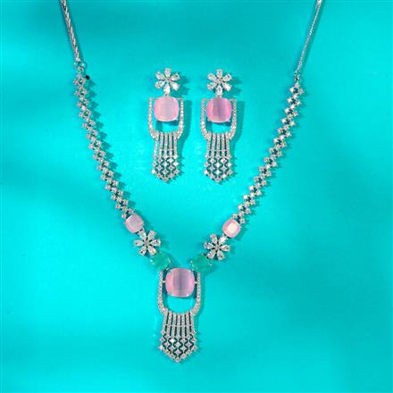 Cz Classic Necklace With Rhodium Plating