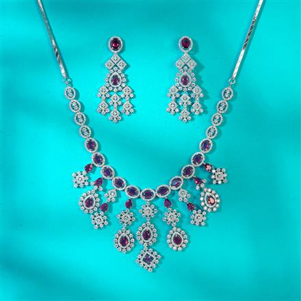 Cz Classic Necklace With Rhodium Plating