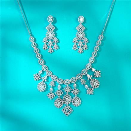Cz Classic Necklace With Rhodium Plating
