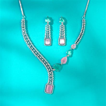 Cz Classic Necklace With Rhodium Plating