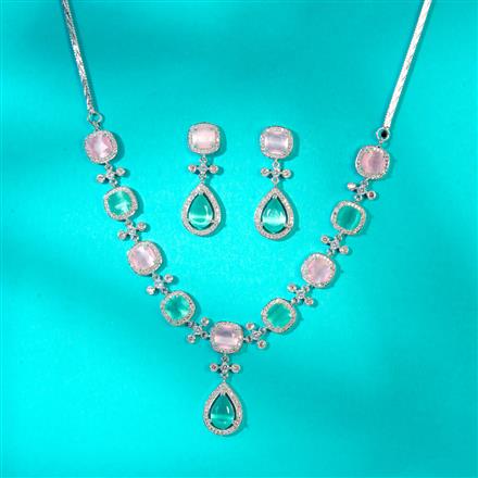 Cz Classic Necklace With Rhodium Plating