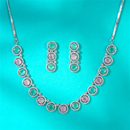 Cz Classic Necklace With Rhodium Plating