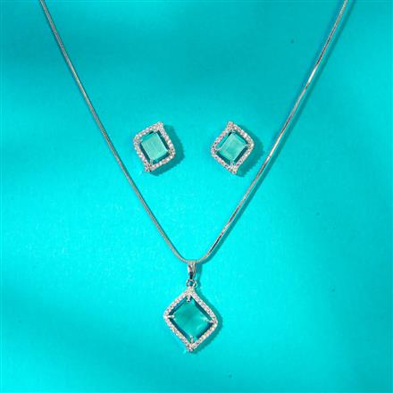 Cz Delicate Pendant Set With Rhodium Plating