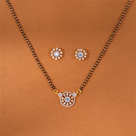 Cz Delicate Mangalsutra With 2 Tone Rhodium Plating