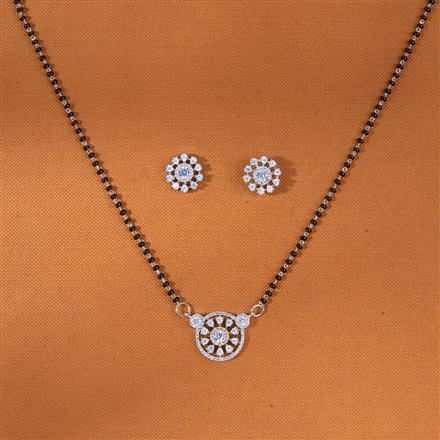 American Diamond Delicate Mangalsutra with Rhodium Plating 2 Tone Plating