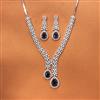 Cubic Zirconia Classic Necklace Set With Rhodium Plating