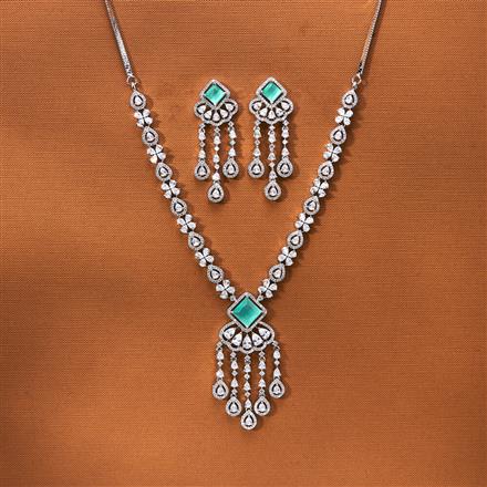 Cubic Zirconia Classic Necklace Set With Rhodium Plating
