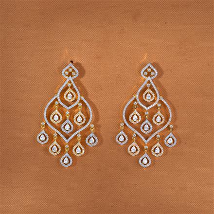 Cz Classic Earring With 2 Tone Rhodium Plating