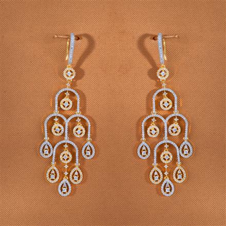 Cz Classic Earring With 2 Tone Rhodium Plating