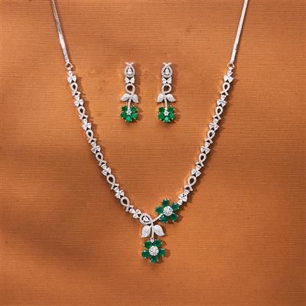 Cz Delicate Necklace With Rhodium Plating