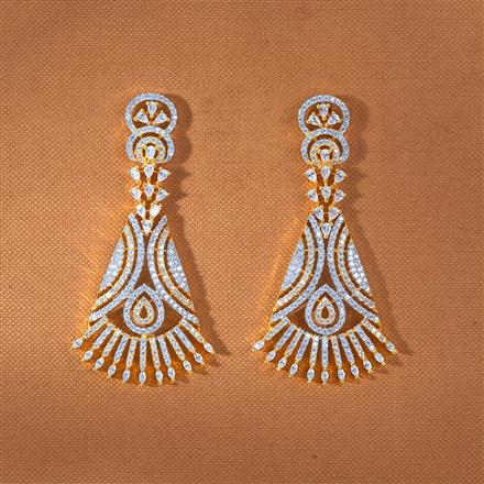 Cz Classic Earring With 2 Tone Rhodium Plating