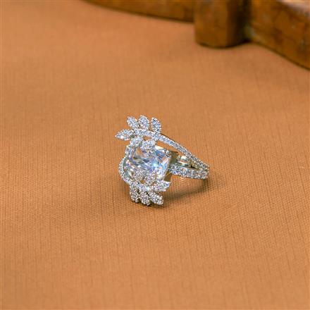 Cz Adjustable Ring With Rhodium Plating Plating