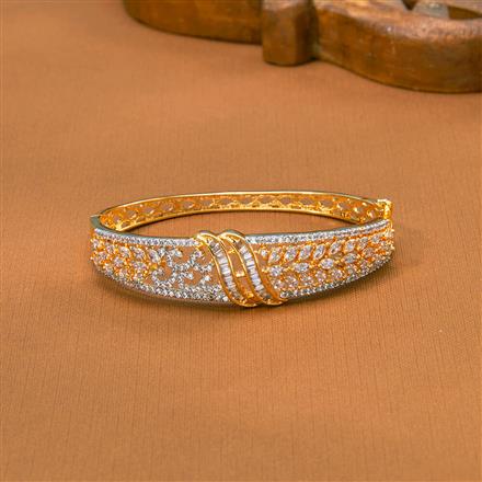 Cz Openable Kada With 2 Tone Rhodium Plating