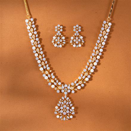 Cz Classic Necklace With 2 Tone Rhodium Plating