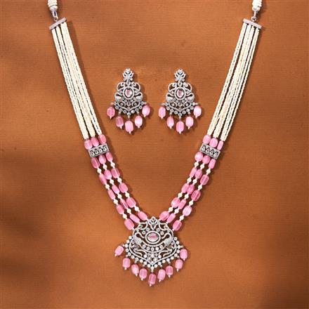 Cubic Zirconia Bandhai Pendant Set With Rhodium Plating