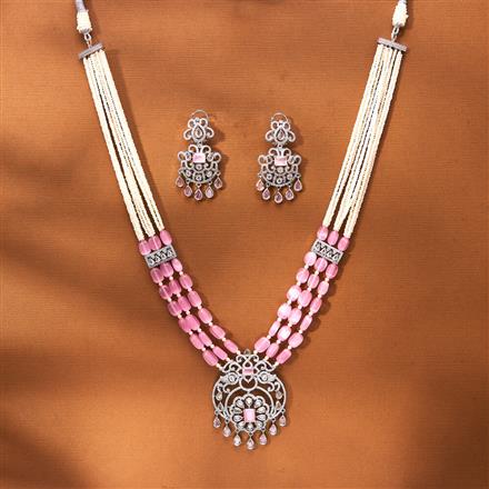 Cubic Zirconia Bandhai Pendant Set With Rhodium Plating