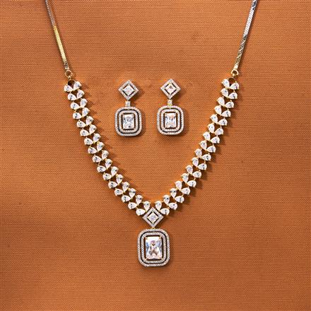 Cubic Zirconia Classic Necklace Set With 2 Tone Plating