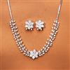Cubic Zirconia Classic Necklace Set With 2 Tone Rhodium Plating