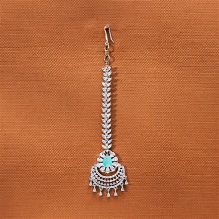 Cubic Zirconia Classic Tikka With Rhodium Plating