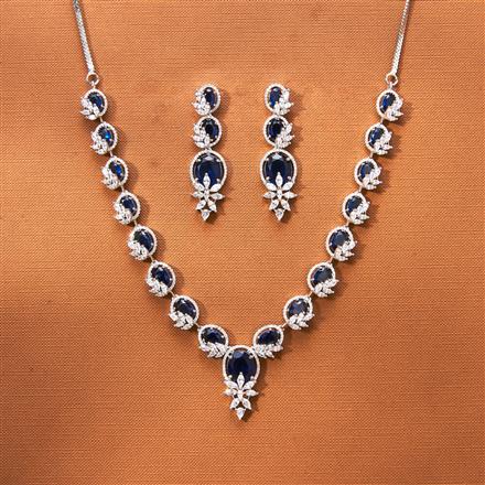 Cubic Zirconia Delicate Necklace Set With Rhodium Plating