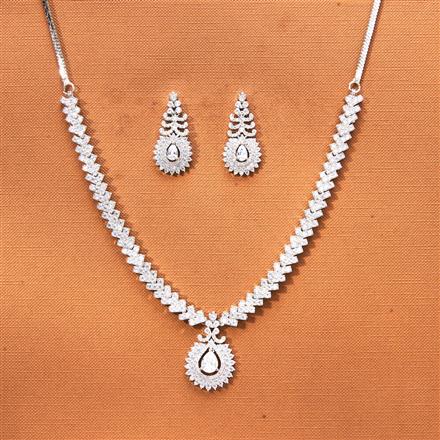 Cubic Zirconia Delicate Necklace Set With Rhodium Plating