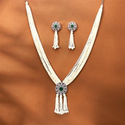 Cubic Zirconia Bandhai Pendant Set With Rhodium Plating