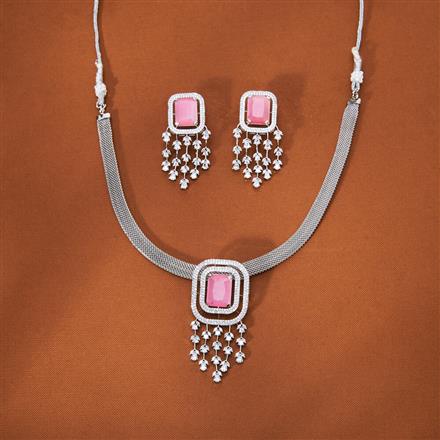 Cubic Zirconia Classic Pendant Set With Rhodium Plating