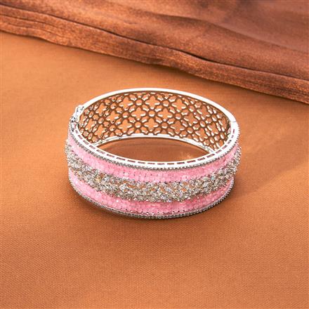 Cubic Zirconia Openable Kada With Rhodium Plating