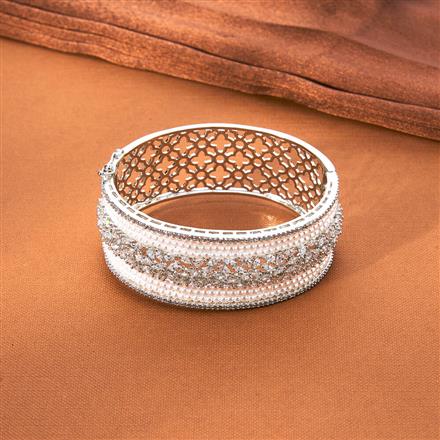 Cubic Zirconia Openable Kada With Rhodium Plating