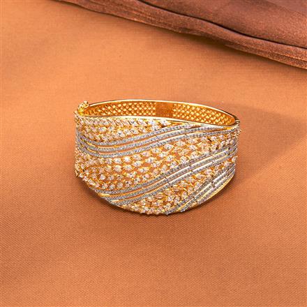 Cubic Zirconia Openable Kada With 2 Tone Rhodium Plating