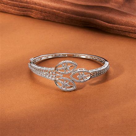 Cubic Zirconia Openable Kada With 2 Tone Rhodium Plating