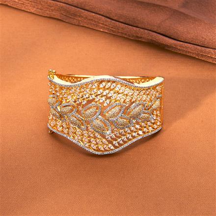 Cubic Zirconia Broad Kada With 2 Tone Rhodium Plating