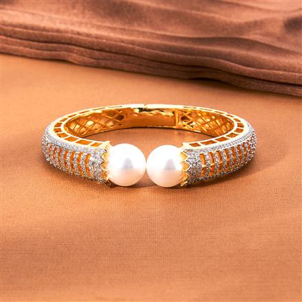 Cubic Zirconia Classic Kada With 2 Tone Rhodium Plating