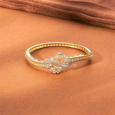 Cubic Zirconia Classic Kada With 2 Tone Rhodium Plating
