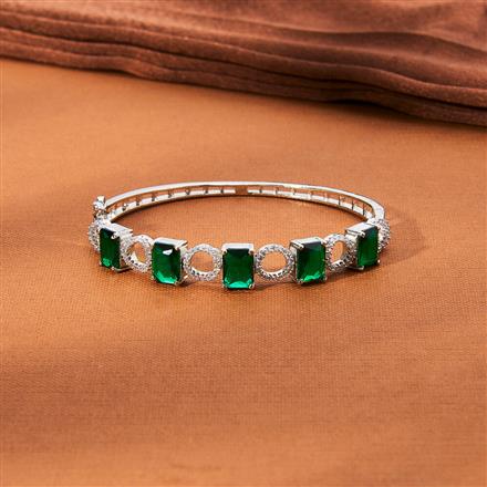 Cubic Zirconia Classic Kada With Rhodium Plating