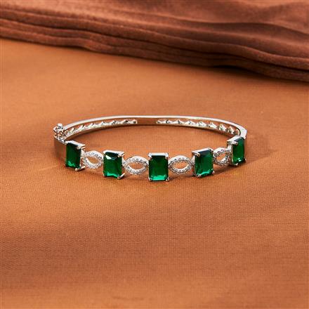 Cubic Zirconia Delicate Kada With Rhodium Plating