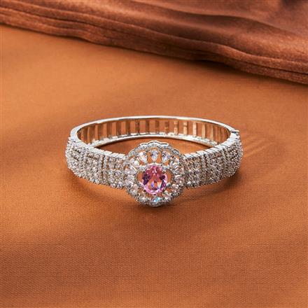 Cubic Zirconia Openable Kada With Rhodium Plating