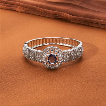 Cubic Zirconia Openable Kada With Rhodium Plating