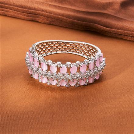 Cubic Zirconia Openable Kada With Rhodium Plating