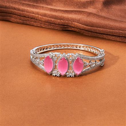 Cubic Zirconia Classic Kada With Rhodium Plating