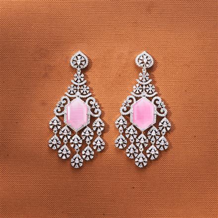 Cz Classic Earring With Rhodium Plating