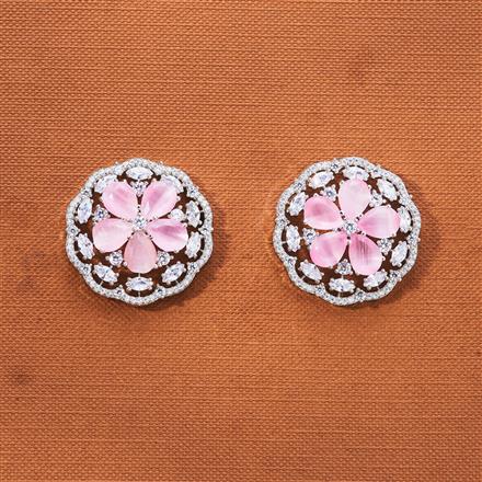Cz Classic Earring With Rhodium Plating