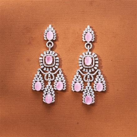 Cz Classic Earring With Rhodium Plating