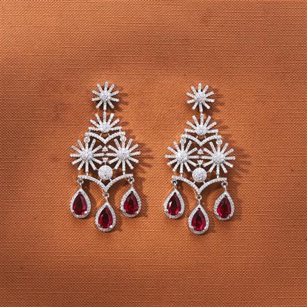 Cz Classic Earring With Rhodium Plating