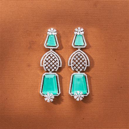 Cz Classic Earring With Rhodium Plating