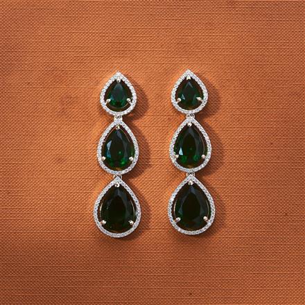 Cz Classic Earring With Rhodium Plating