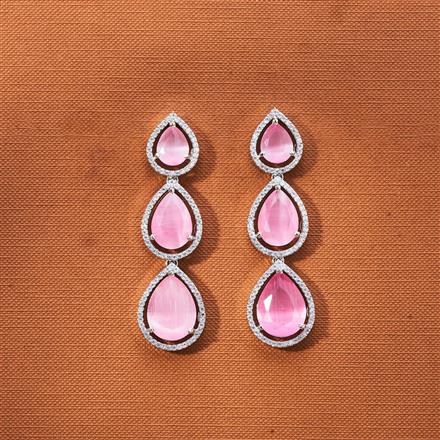 Cz Classic Earring With Rhodium Plating