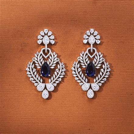 Cz Classic Earring With Rhodium Plating
