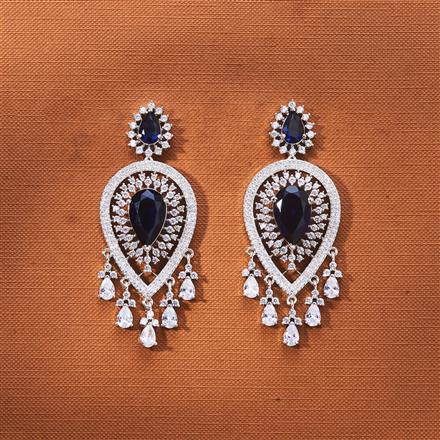 Cz Classic Earring With Rhodium Plating